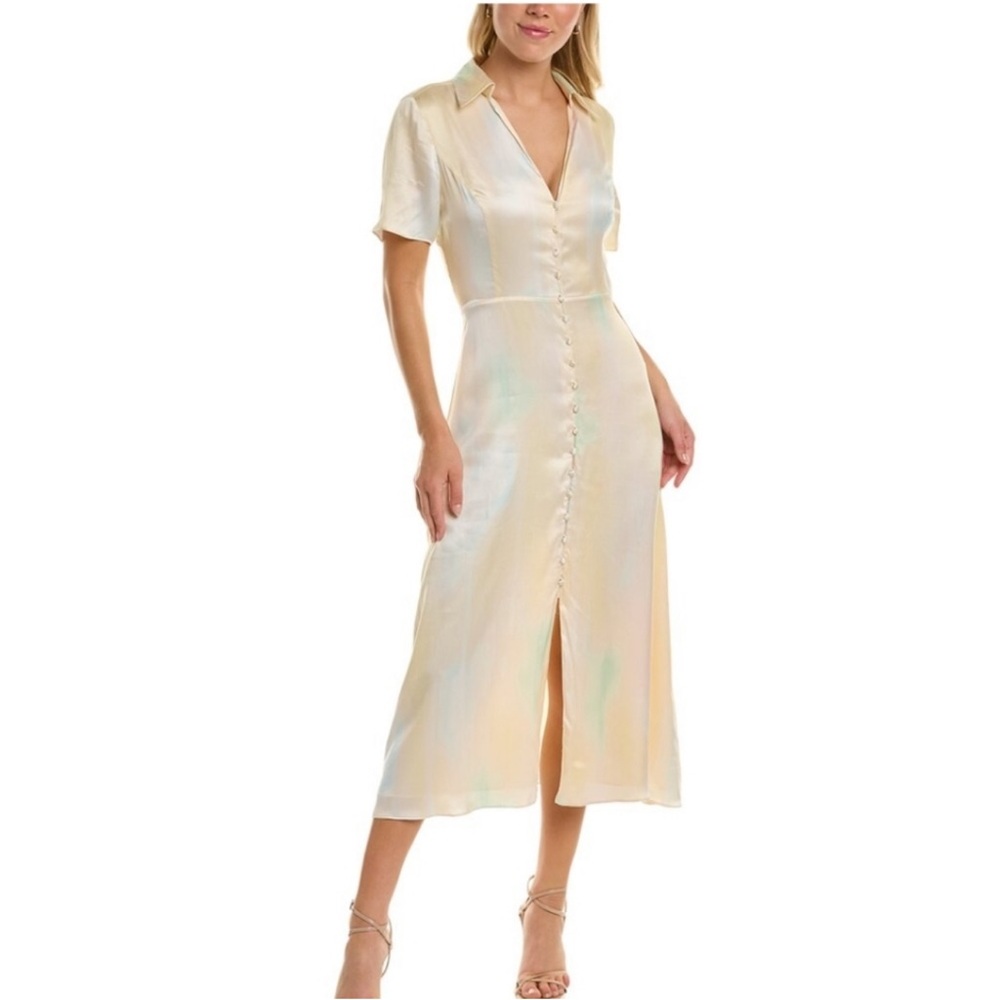 Equipment Cream Button-Front Midi Dress